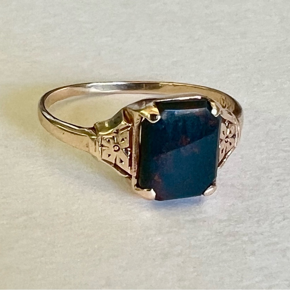 10k Solid Gold Bloodstone Ring